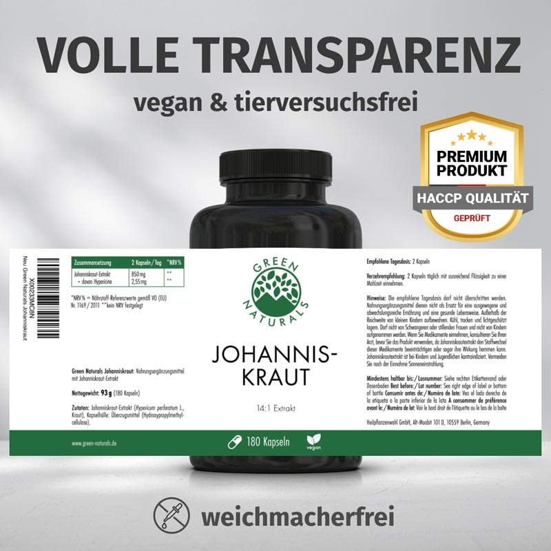 GREEN NATURALS JOHANNISKRAUT 180 St Kapseln