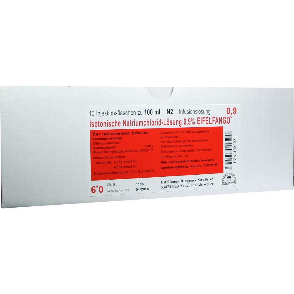 ISOTONISCHE NaCl Lösung 0,9% Eifelfango 10X100 ml Infusionslösung