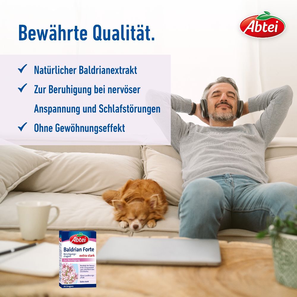 Abtei Baldrian forte Beruhigungsdragees 30 St Überzogene Tabletten