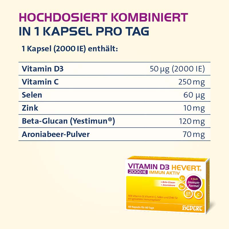 VITAMIN D3 HEVERT 2000IE IMMUN AKTIV 30 St Kapseln