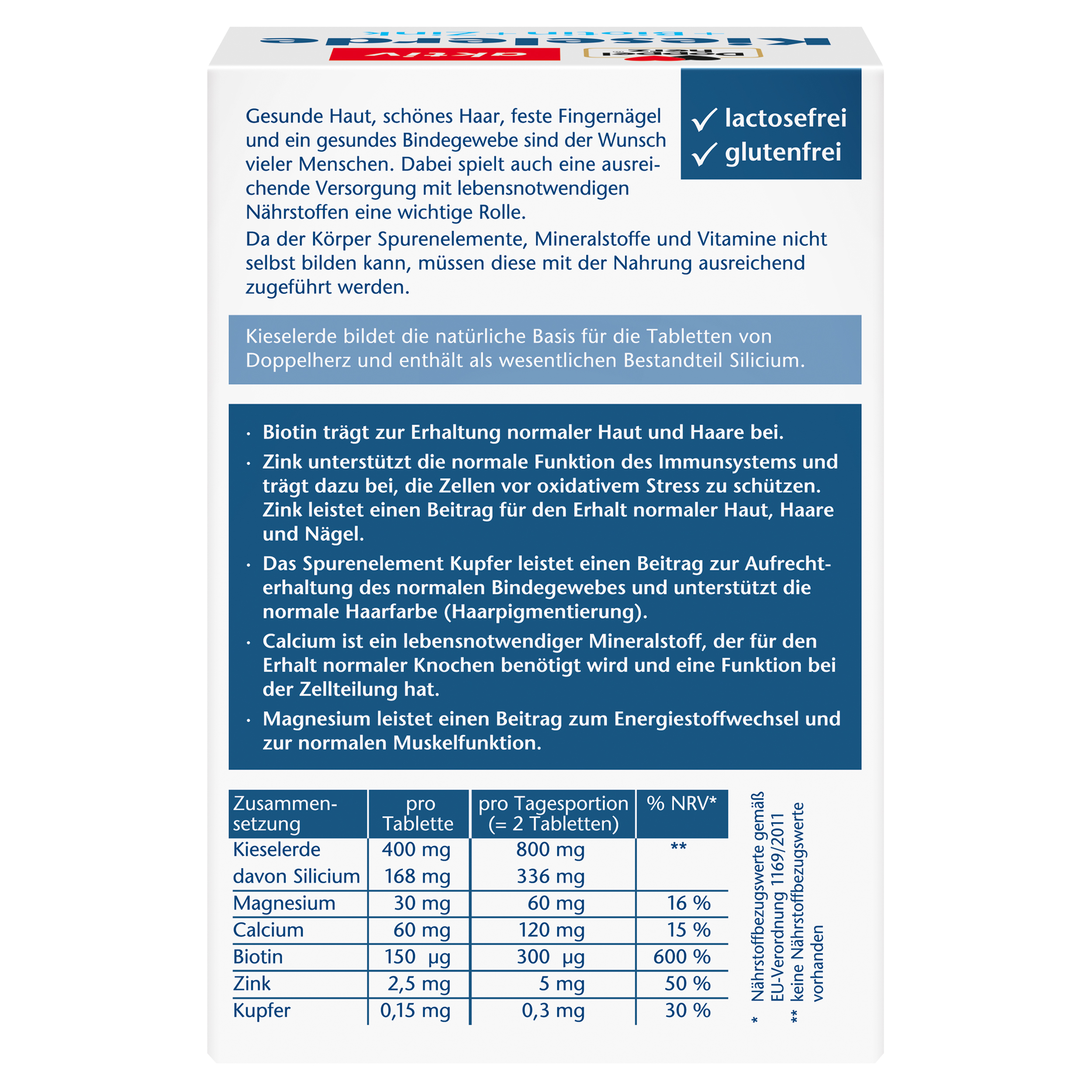 Doppelherz aktiv Kieselerde + Biotin + Zink 60 St Tabletten