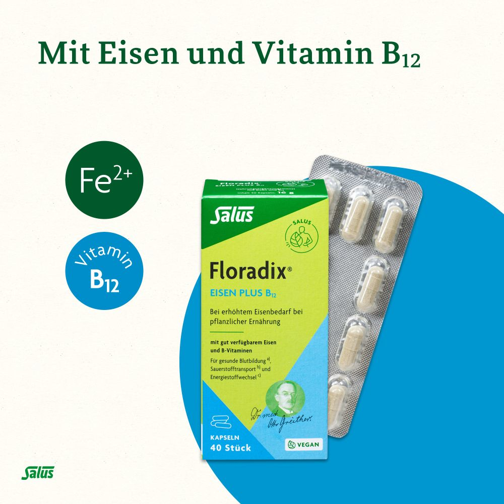 Floradix Eisen plus B12 vegan 40 St Kapseln
