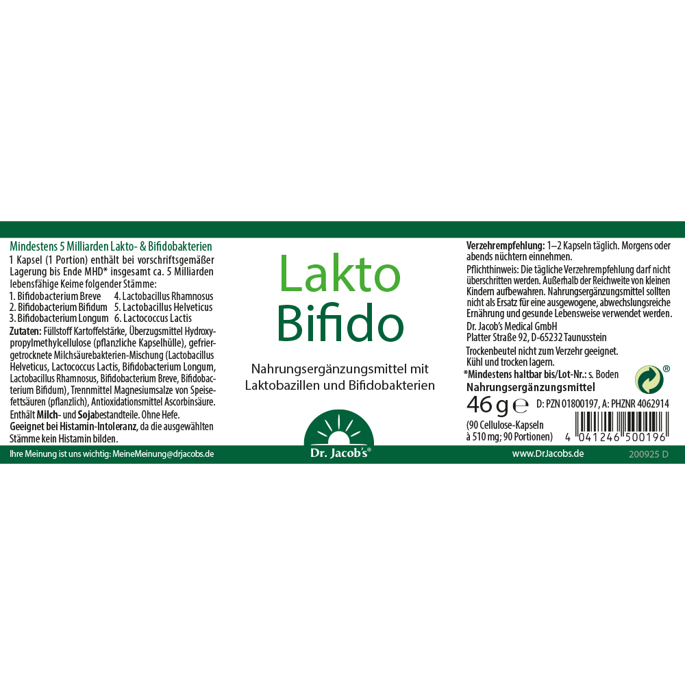 Dr. Jacob's LaktoBifido Milchsäurebakterien