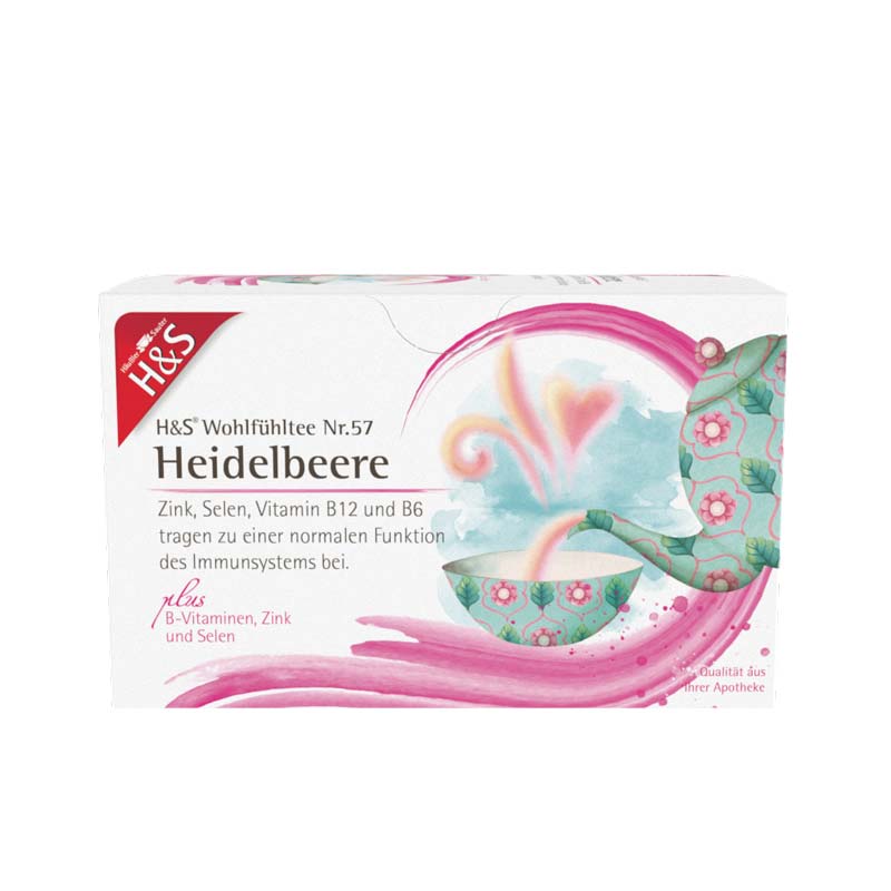 H&S Wohlfühltee Heidelbeere mit B-Vitaminen, Zink und Selen 20X2.5 g Filterbeutel