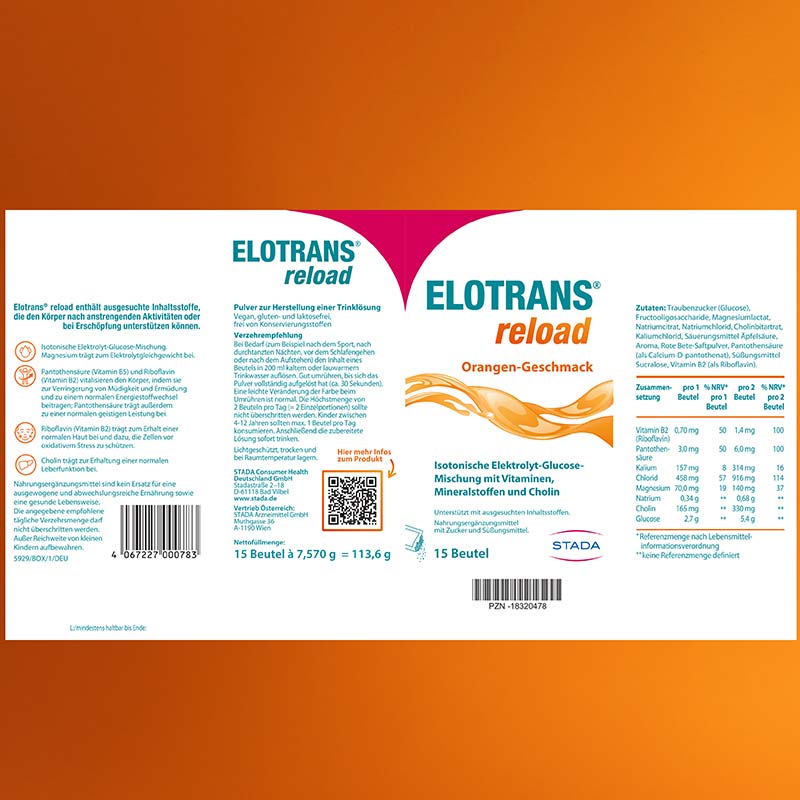 ELOTRANS reload Isotonische Elektrolyt-Glucose-Mischung 15X7.57 g Beutel