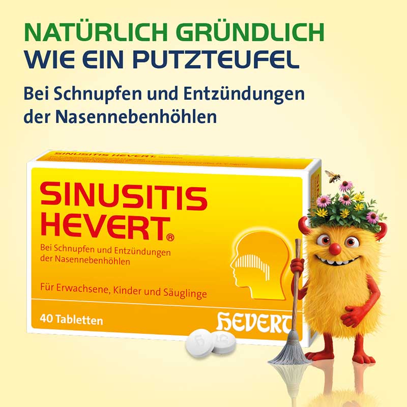 SINUSITIS HEVERT- Bei Schnupfen und Entzündungen der Nasennebenhöhlen 40 St Tabletten