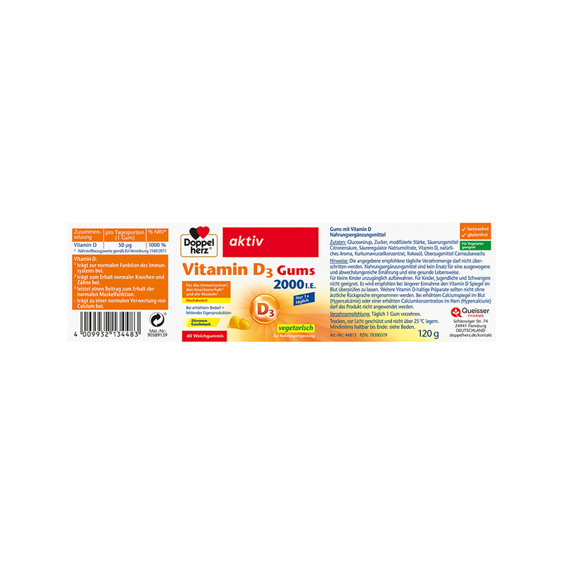 Doppelherz aktiv Vitamin D3 2000 I.E. 40 St Kaudragees