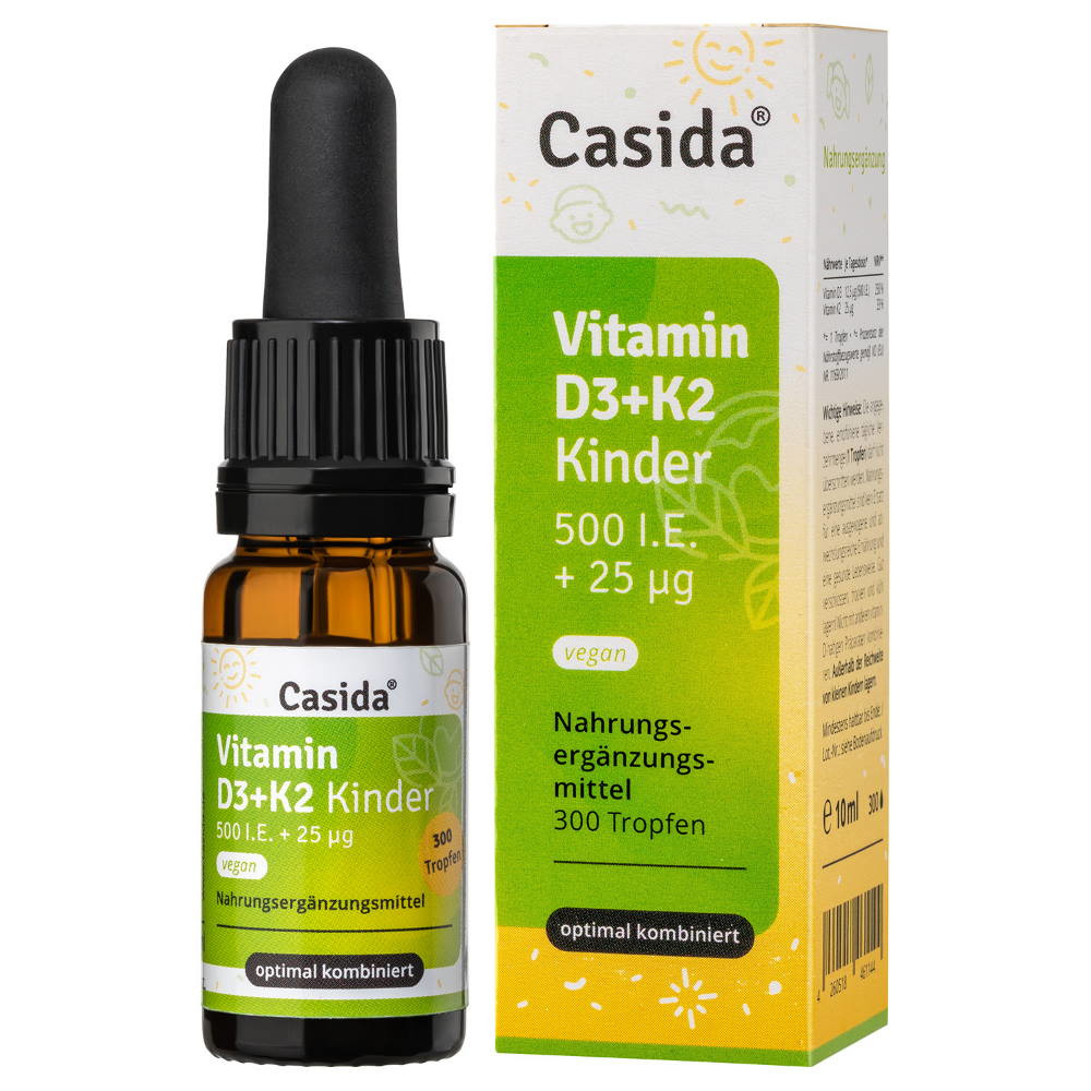 Casida Vitamin D3+K2 Kinder 500 I.E. + 25µg 10 ml Tropfen