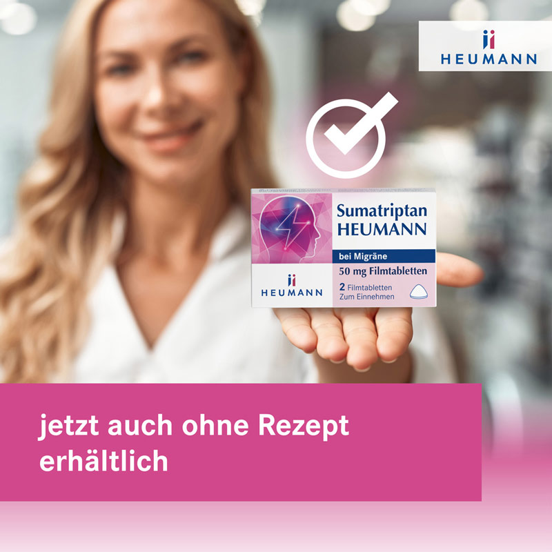 Sumatriptan HEUMANN bei Migräne 50 mg 2 St Filmtabletten