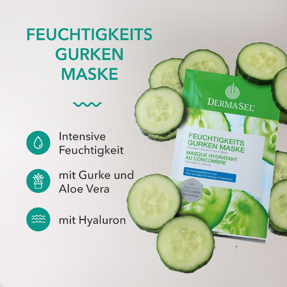 DERMASEL FEUCHTIGKEITS GURKEN MASKE 12 ml Gesichtsmaske
