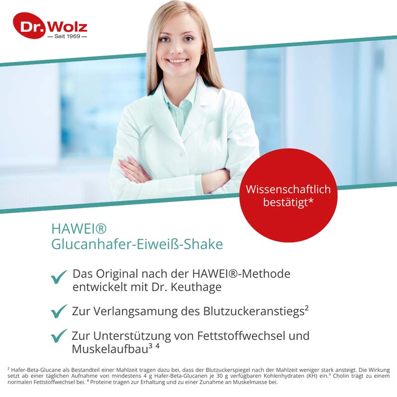 Dr. Wolz HAWEI Glucanhafer-Eiweiß-Shake Vanillegeschmack  432 g Pulver