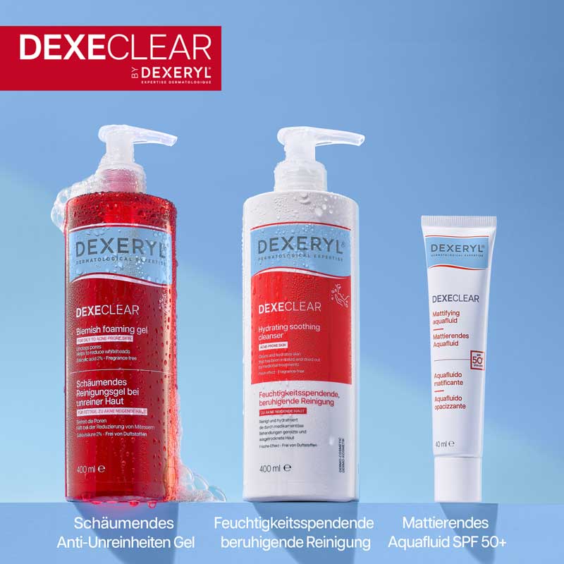 DEXECLEAR schäumendes Reinigungsgel bei unreiner Haut 400 ml Gel