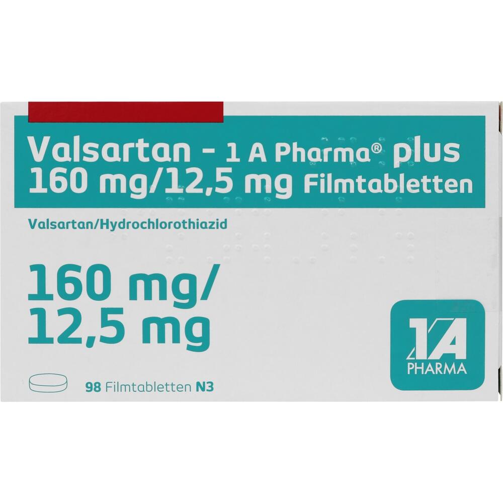 Valsartan-1 A Pharma plus 160mg/12,5mg 98 St Filmtabletten